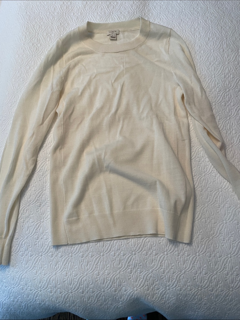 J. Crew Ivory Crewneck Sweater- worn once